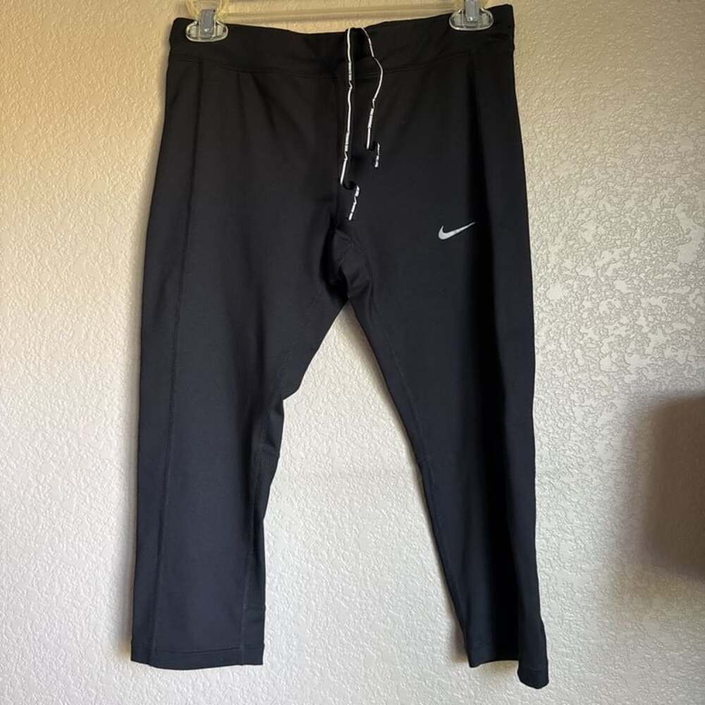 Nike Dri-Fit Cropped Black Drawstring Leggings sz M